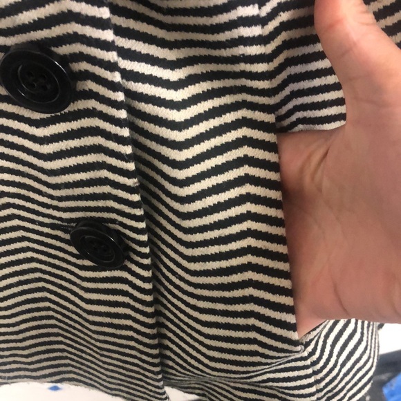 Ben Sherman Black White Striped Pea Coat Size M - Picture 10 of 16